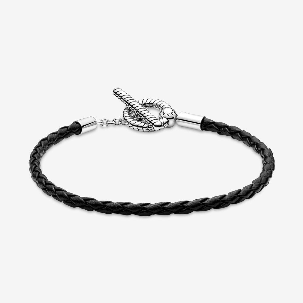Pandora Bracciale in Pelle Nera con Chiusura a T 591675C01