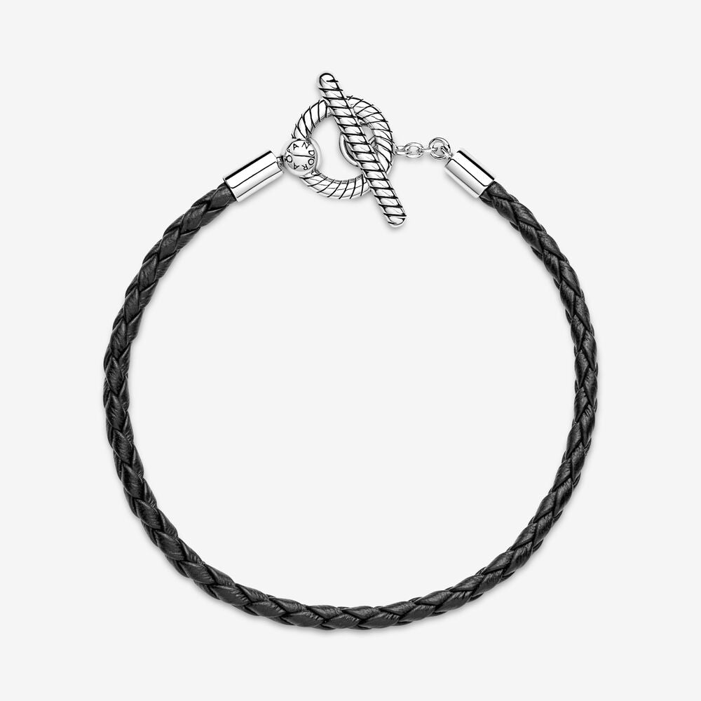 Pandora Bracciale in Pelle Nera con Chiusura a T 591675C01