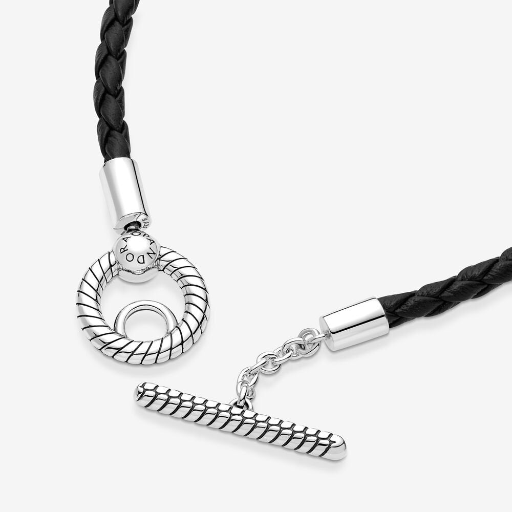 Pandora Bracciale in Pelle Nera con Chiusura a T 591675C01