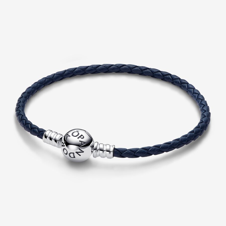 Pandora Bracciale Moments In Pelle Blu 592790C01