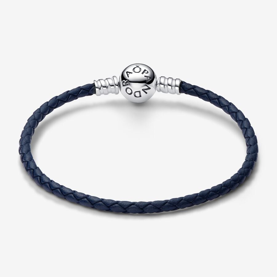 Pandora Bracciale Moments In Pelle Blu 592790C01