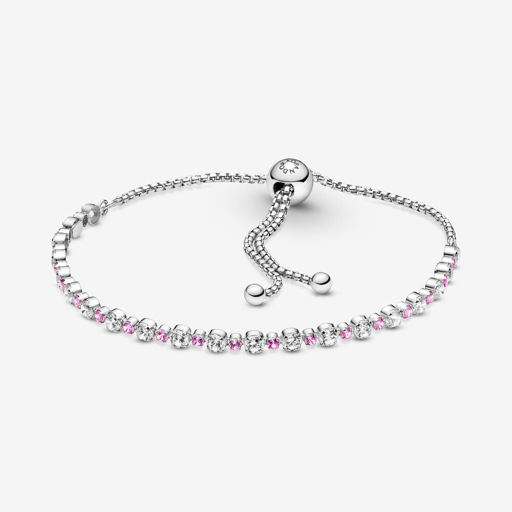 Pandora Bracciale Tennis Rosa con Chiusura Regolabile 599377C02