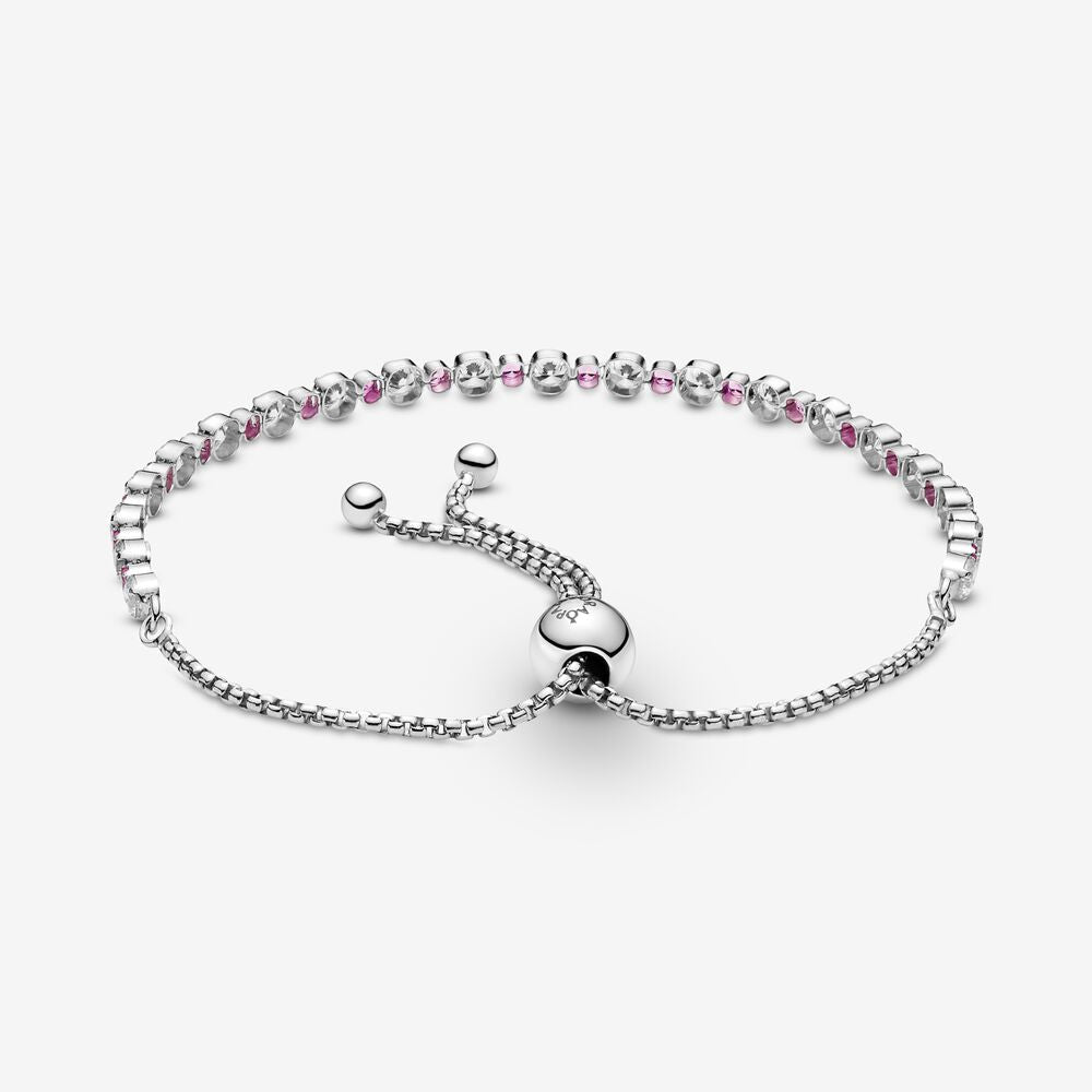 Pandora Bracciale Tennis Rosa con Chiusura Regolabile 599377C02