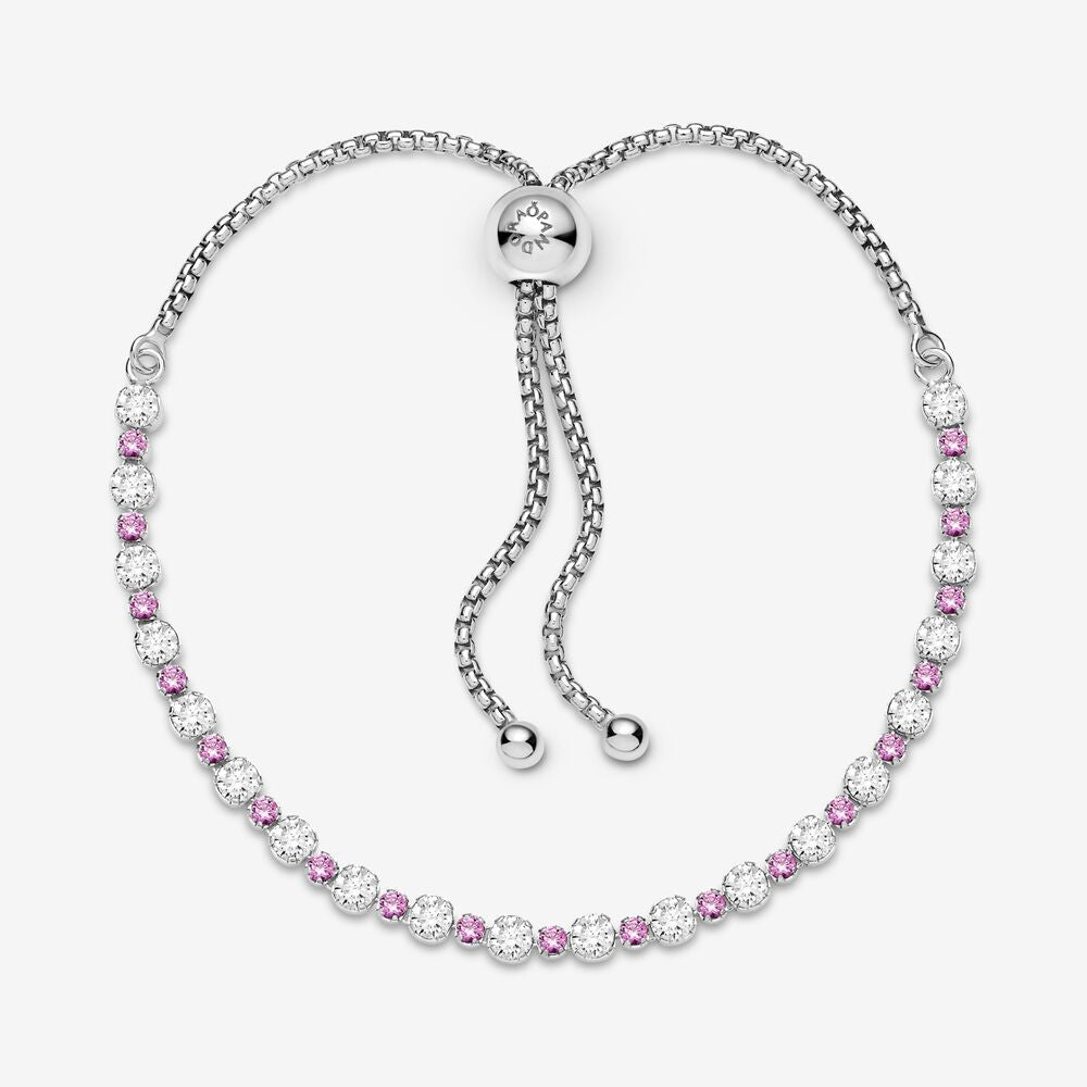 Pandora Bracciale Tennis Rosa con Chiusura Regolabile 599377C02