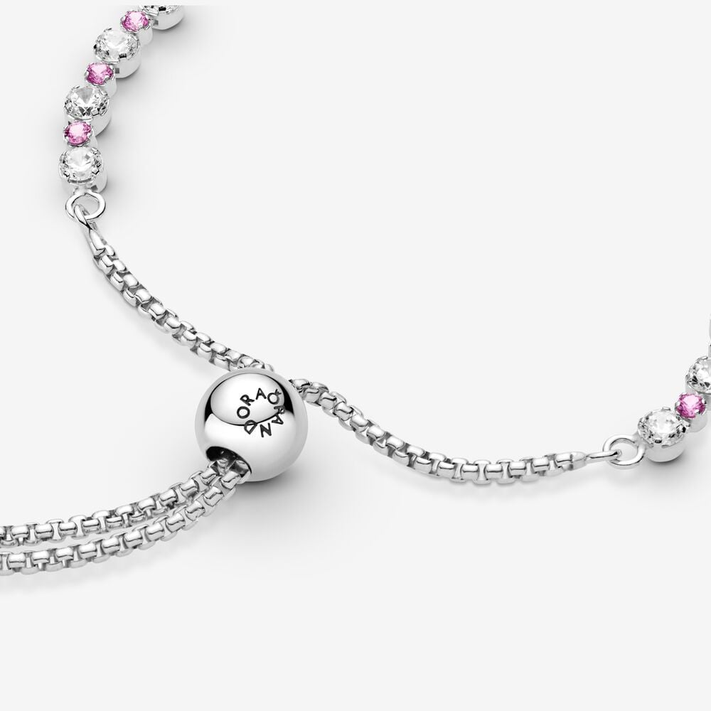 Pandora Bracciale Tennis Rosa con Chiusura Regolabile 599377C02