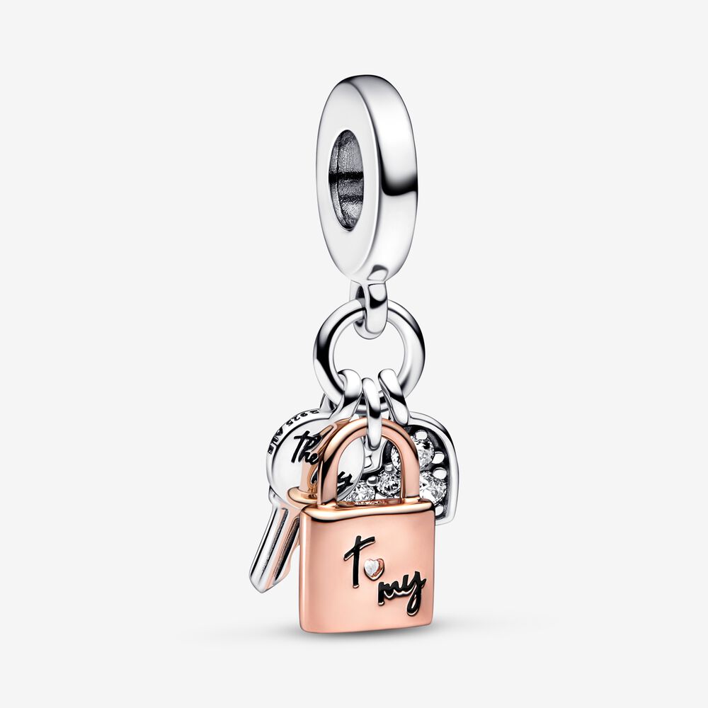 Pandora Charm Pendente Chiave, Lucchetto e Cuore 782506C01
