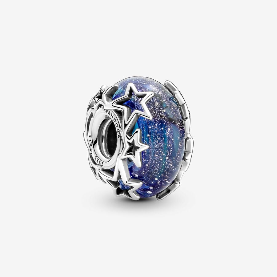 Pandora Charm Vetro di Murano Blu con Stelle 790015C00