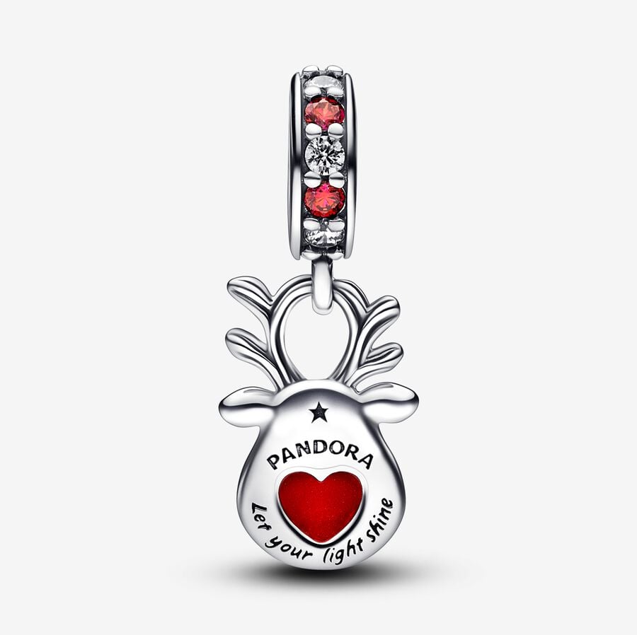 Pandora Charm Pendente Renna Naso Rosso Vetro di Murano 792330C01