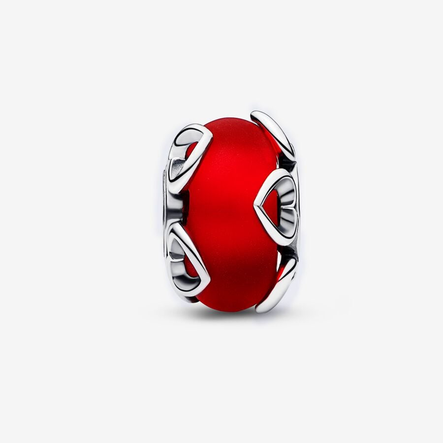 Pandora Charm Vetro di Murano Rosso e Cuori 792497C01