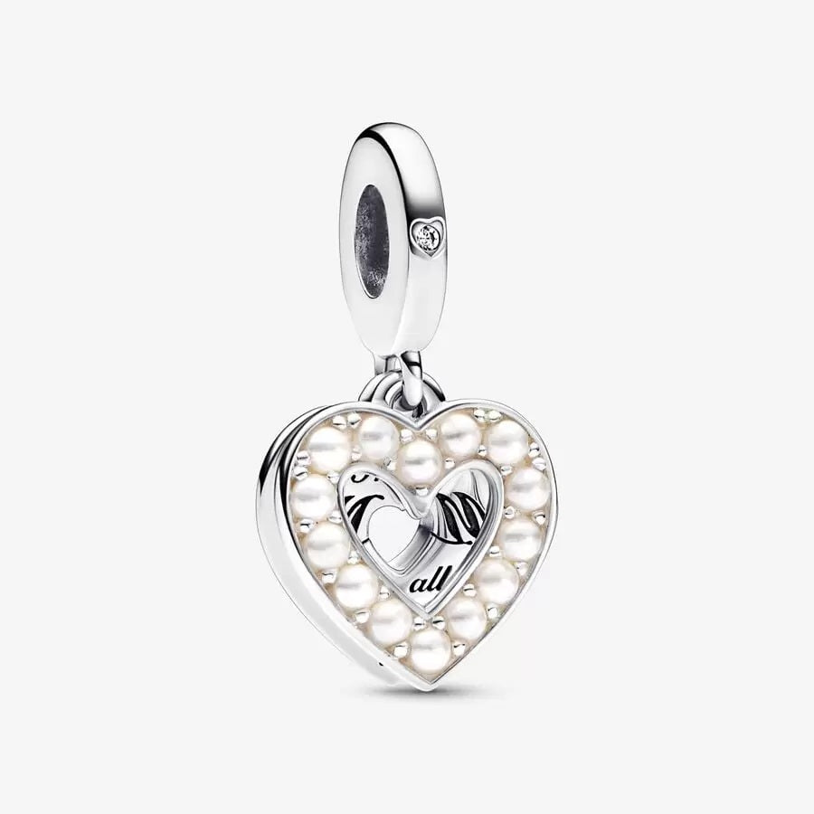 Pandora Charm Pendente Doppio Cuore con Perle Coltivate d'Acqua Dolce 792649C01