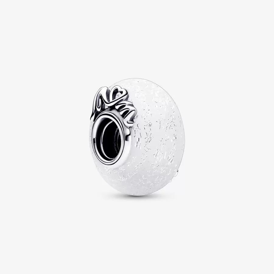 Pandora Charm Vetro di Murano Bianco Mom e Love 792655C00
