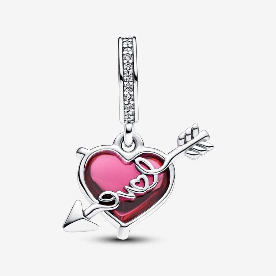 Pandora Charm Pendente Cuore con Freccia Vetro di Murano 793085C01