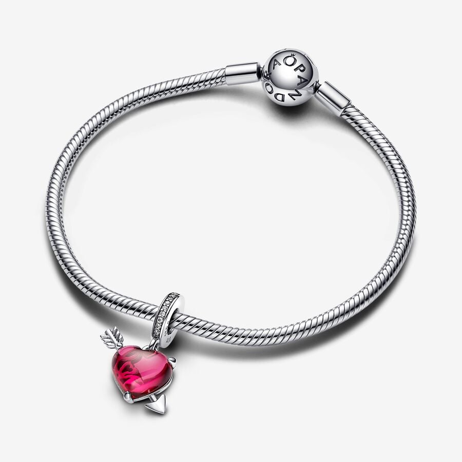 Pandora Charm Pendente Cuore con Freccia Vetro di Murano 793085C01