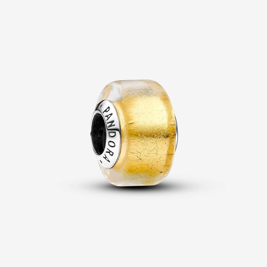 Pandora Charm Charm Mini Vetro di Murano Foglia d’Oro 793353C00