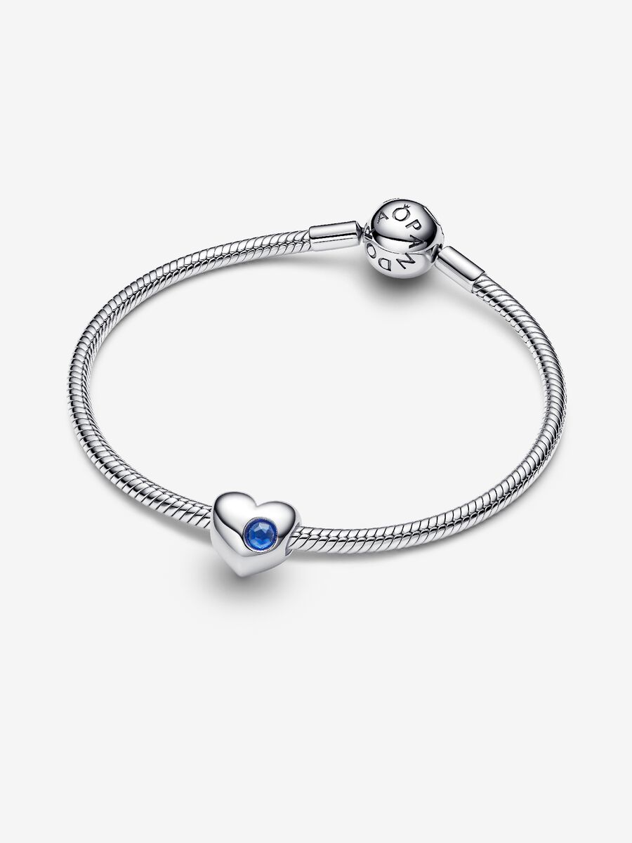 Pandora Charm Cuore con Pietra Blu Settembre da Incidere 794161C09