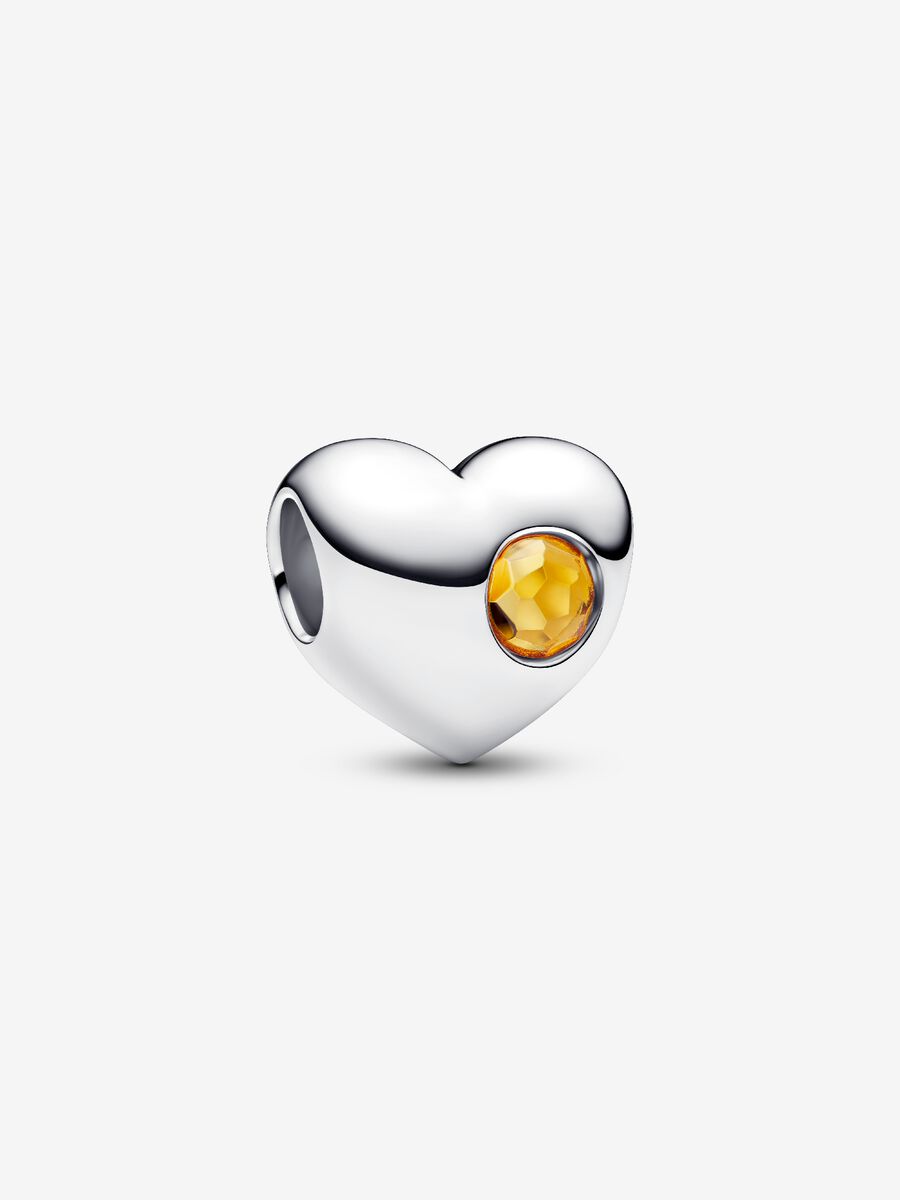 Pandora Charm Cuore con Pietra Miele Novembre da incidere 794161C11