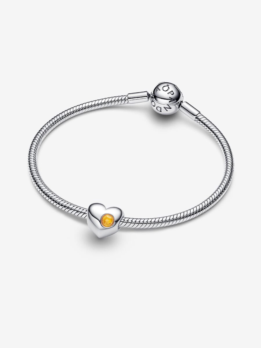Pandora Charm Cuore con Pietra Miele Novembre da incidere 794161C11