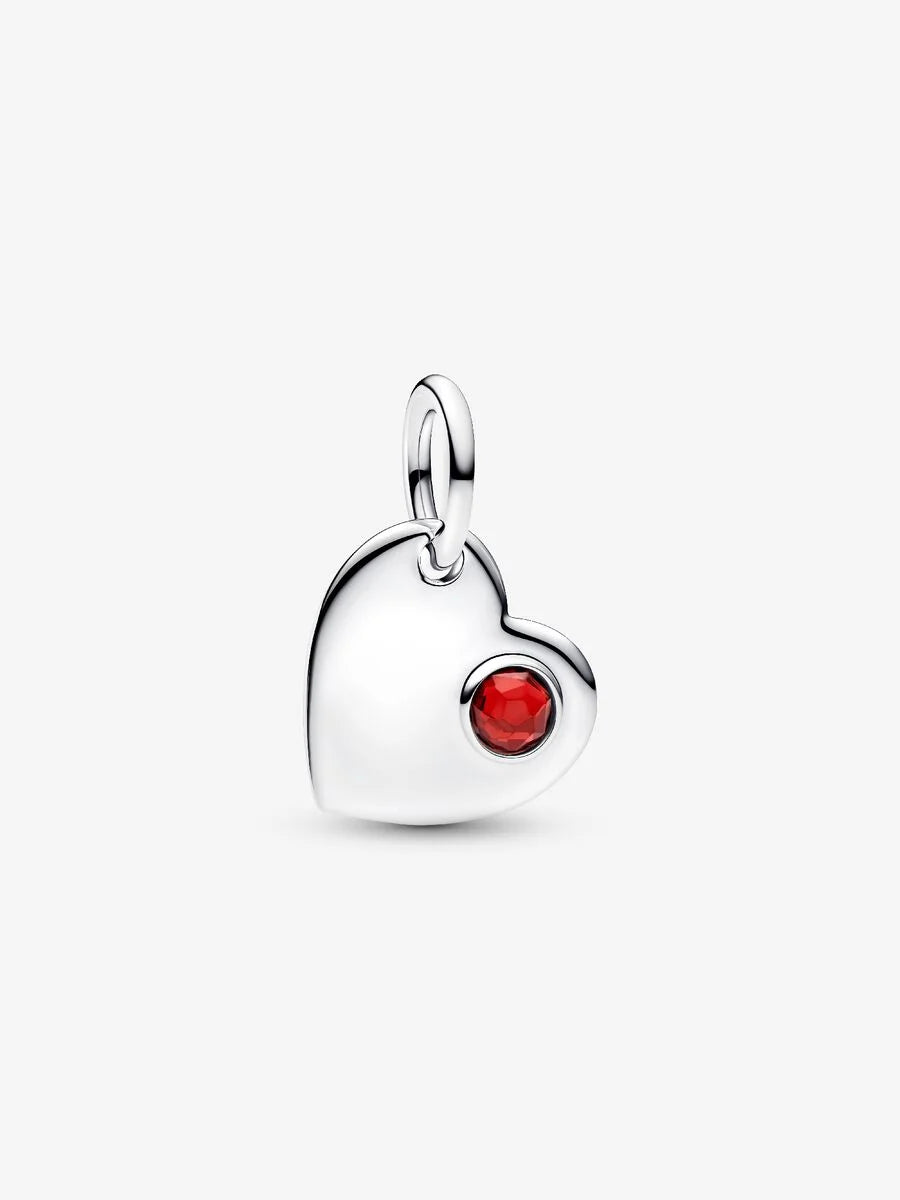 Pandora Charm Cuore con Pietra Rossa Scuro Gennaio Argento Sterling 925 794295C11