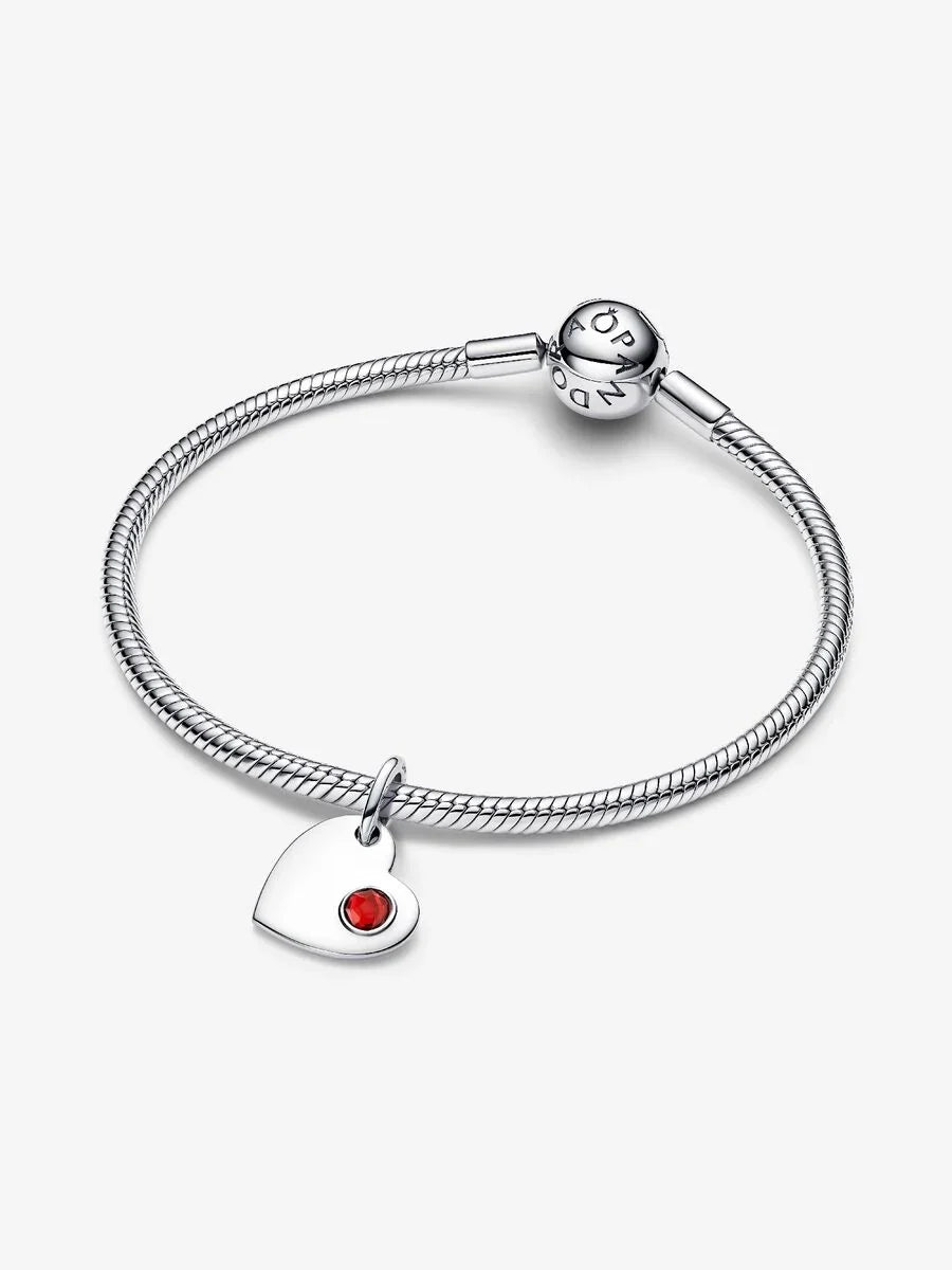 Pandora Charm Cuore con Pietra Rossa Scuro Gennaio Argento Sterling 925 794295C11