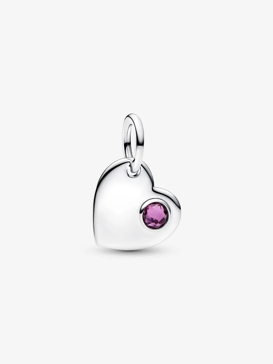 Pandora Charm Pendente Cuore con Pietra Viola Febbraio Argento Sterling 925 794295C02