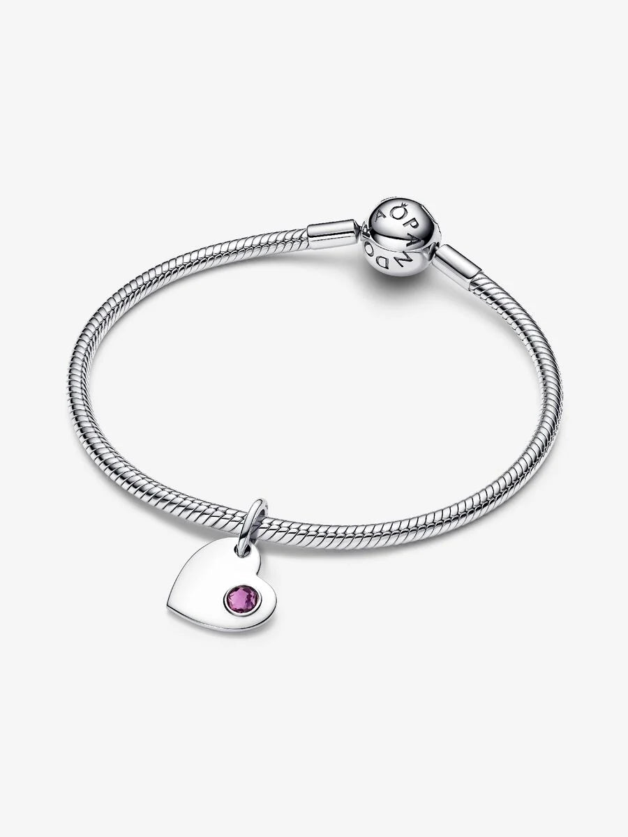 Pandora Charm Pendente Cuore con Pietra Viola Febbraio Argento Sterling 925 794295C02