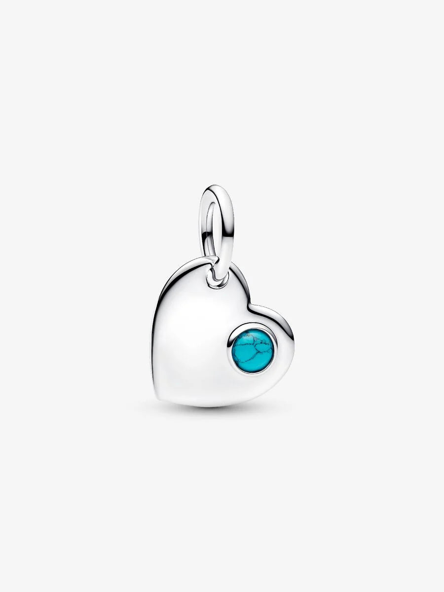 Pandora Charm Pendente Cuore con Pietra Turchese Dicembre Argento Sterling 925 794295C12