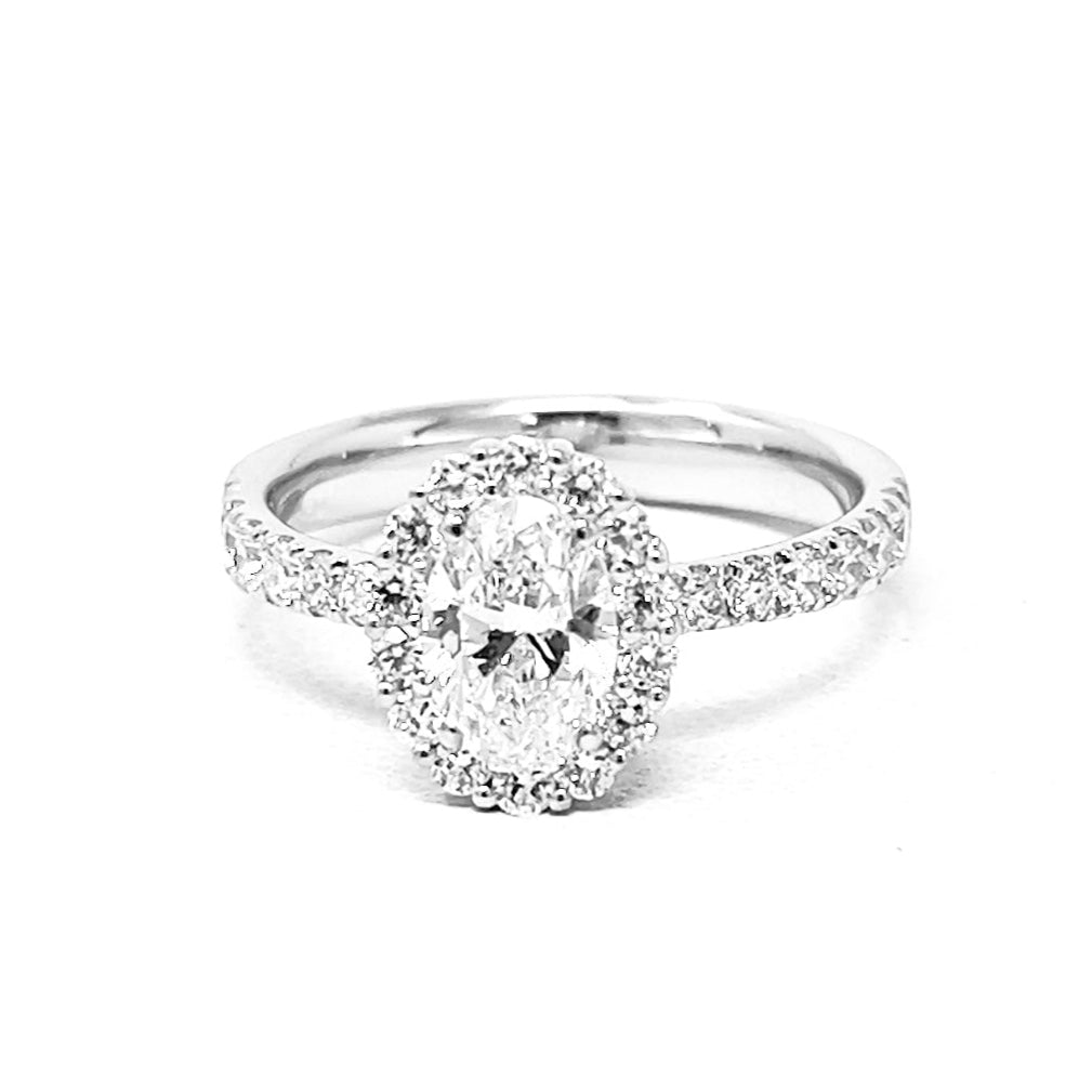 Maiocchi Milano Anello Solitario Oro Bianco e Diamante Taglio Ovale ct 0,80 E VS1 GIA
