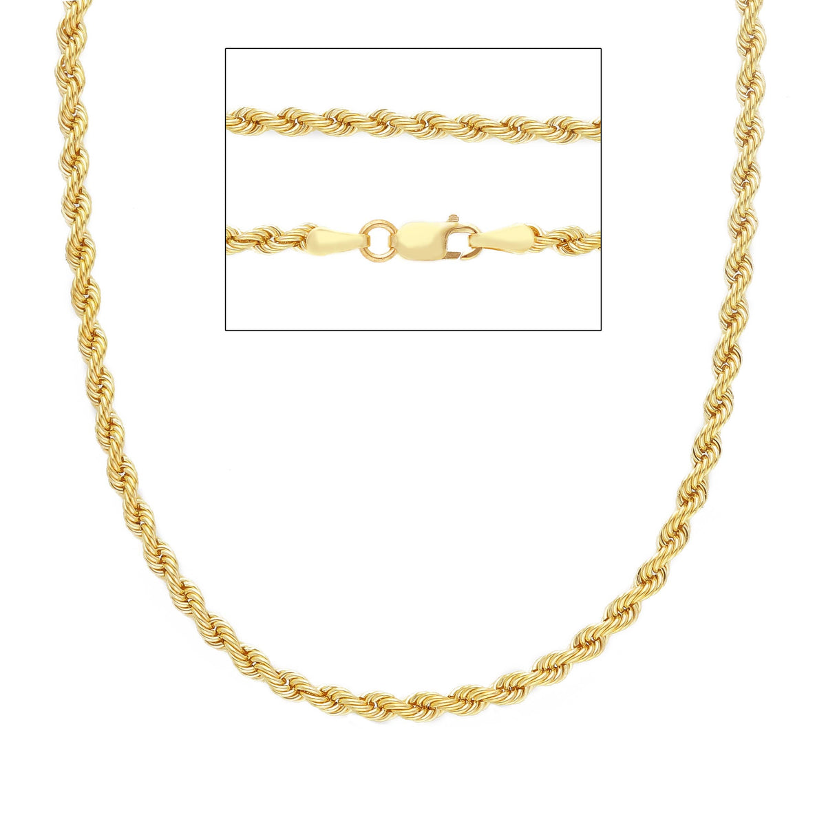 9kt Yellow Gold Rope Chain 45 cm