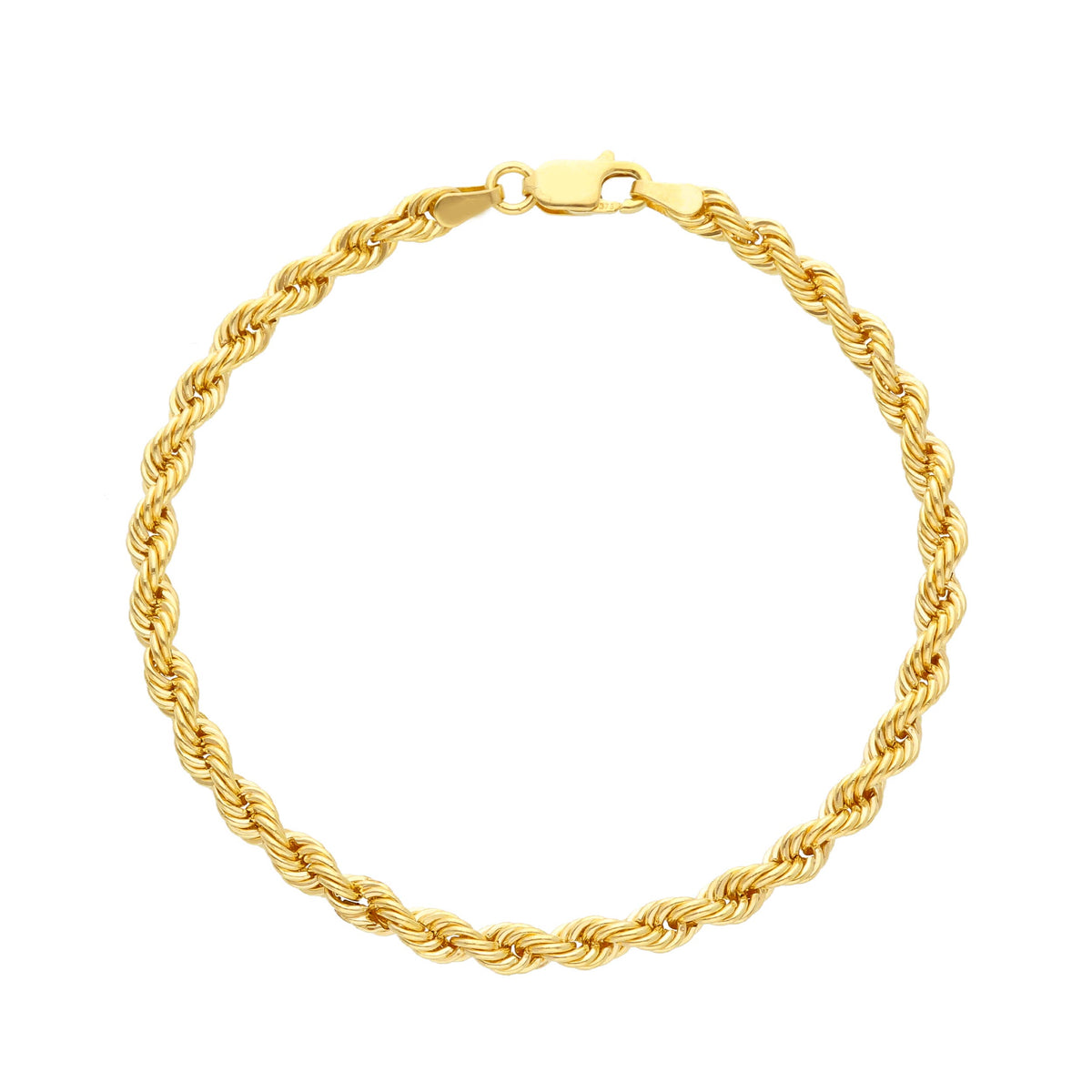 9kt Yellow Gold Rope Bracelet 18 cm