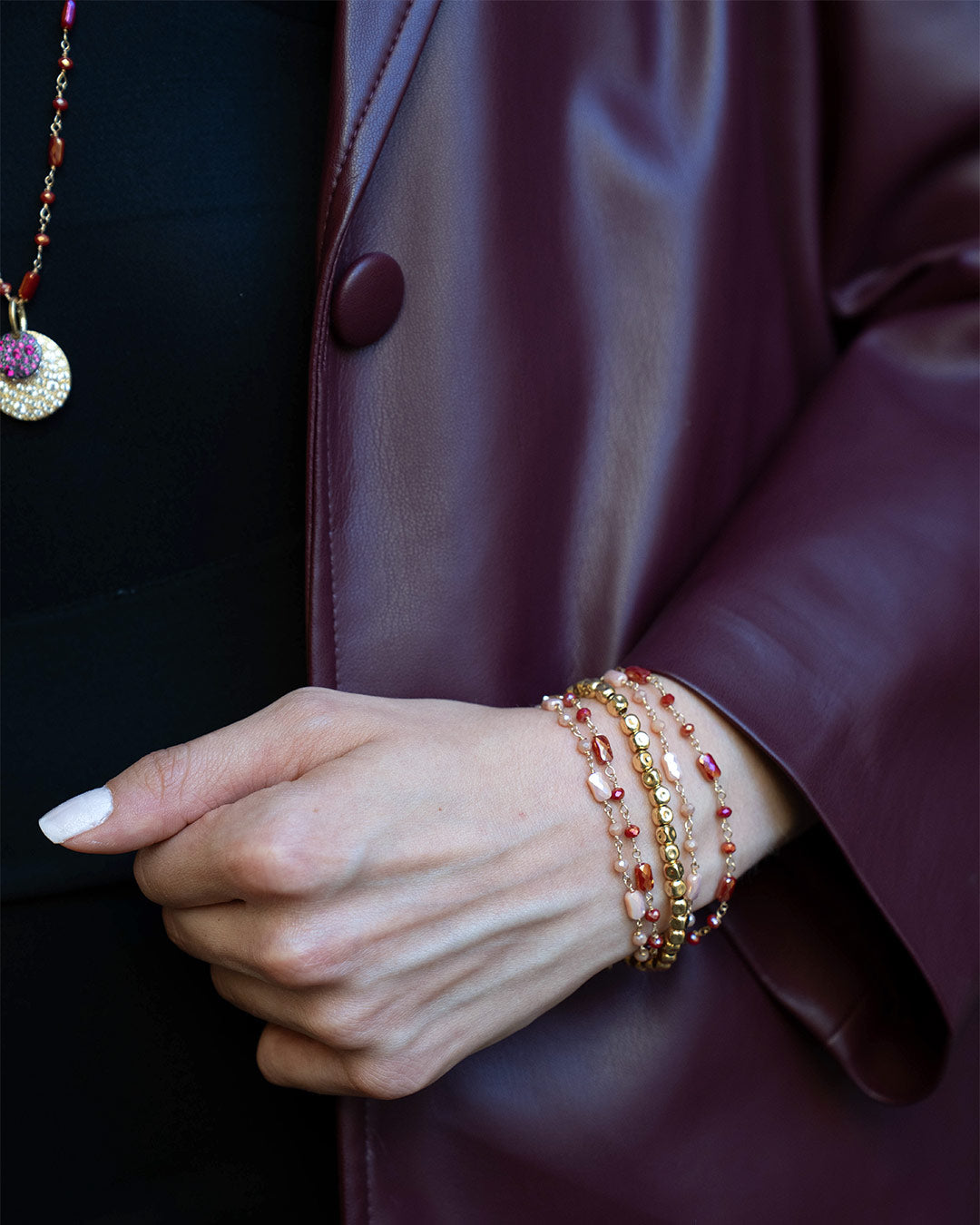 Alisei Milano Bracciale Rosario Baguette Bordeaux (20 cm)