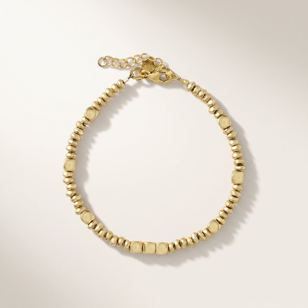 Bracciale Ematite Gold Cubes e Rondelle "Ipnotica" (20 cm)