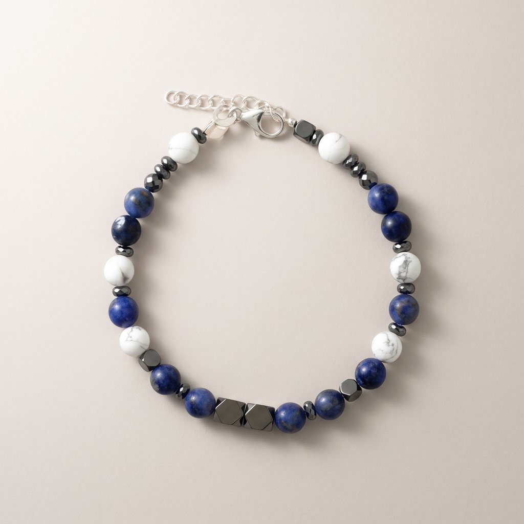 Bracciale Uomo Ematite Sodalite e Aulite "Ipnotico" (22 cm)