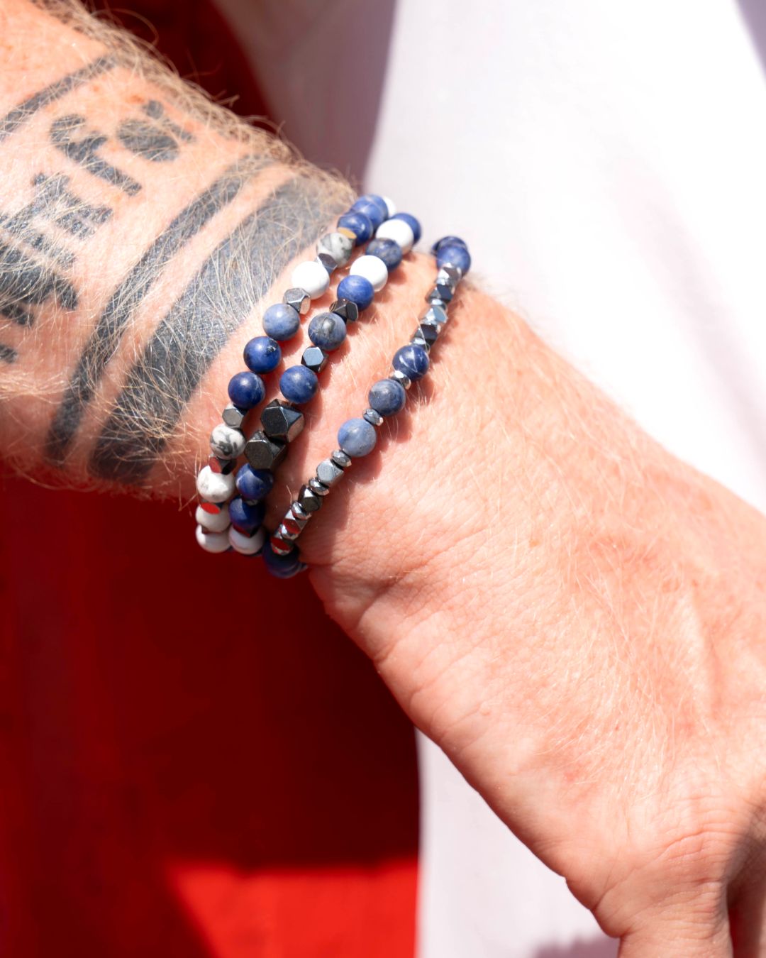 Alisei Milano Bracciale Uomo Ematite Sodalite e Aulite "Ipnotico" (22 cm)