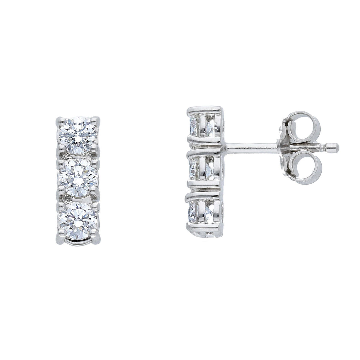 Maiocchi Milano Orecchini Trilogy Oro Bianco 18kt e Diamanti ct 1,11 G