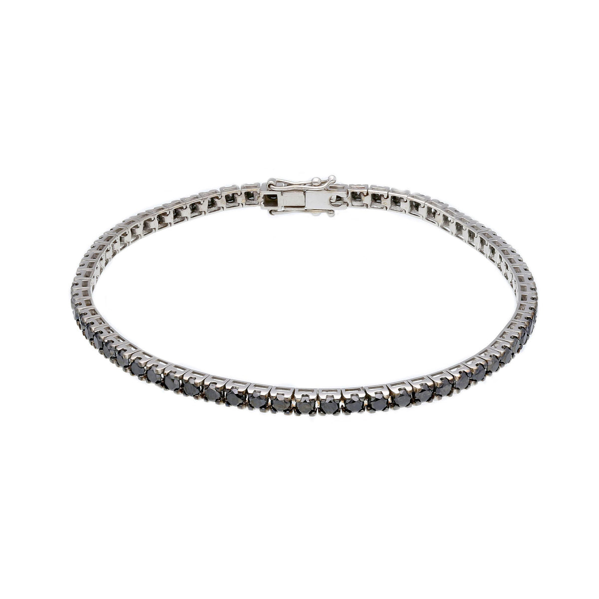 Maiocchi Milano Bracciale Tennis Oro Bianco 18kt e Diamanti Black ct 4,90