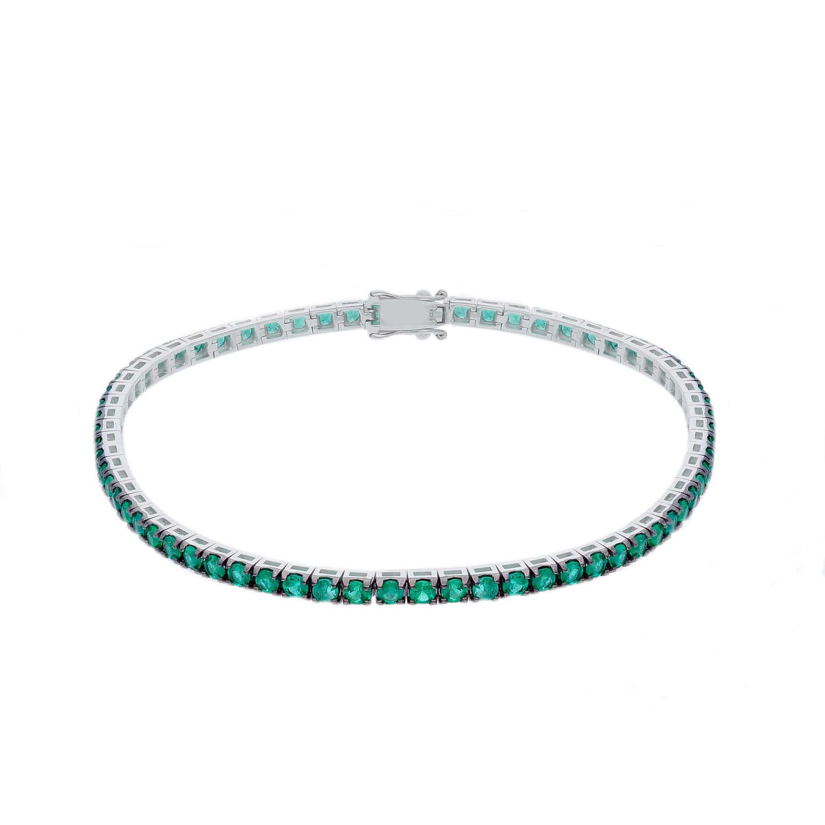 Maiocchi Milano Bracciale Tennis Oro Bianco e Smeraldi ct. 3,30