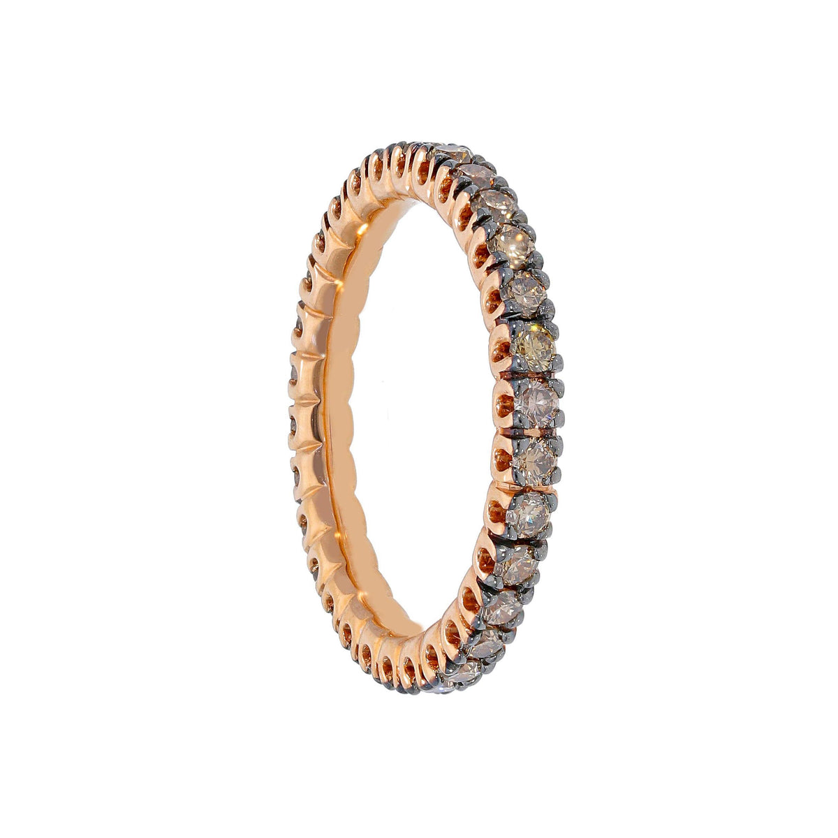 Maiocchi Milano Anello Fedina Oro Rosa e Diamanti Brown ct 0,85