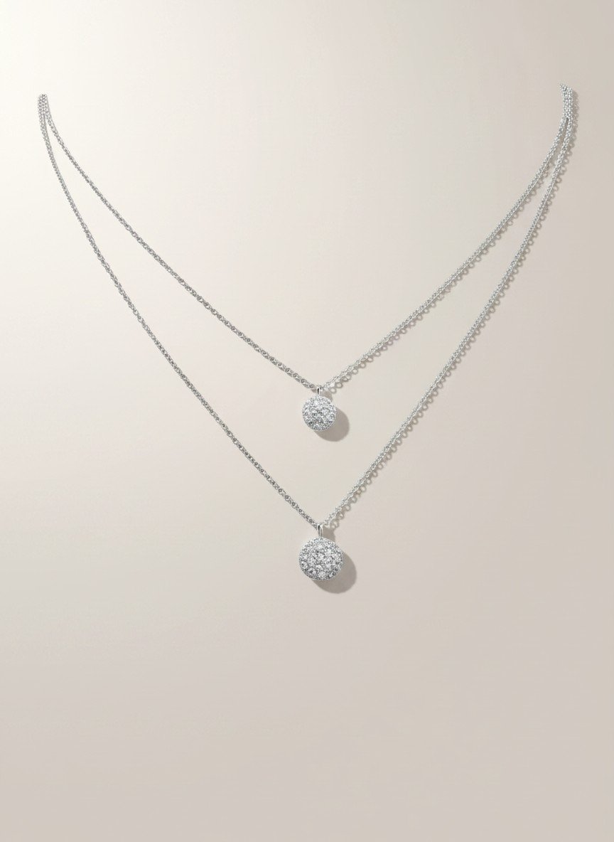 Alisei Milano Collana 2Fili "Sassolino D'Amare" Placcato Oro Bianco 18kt (45 cm)