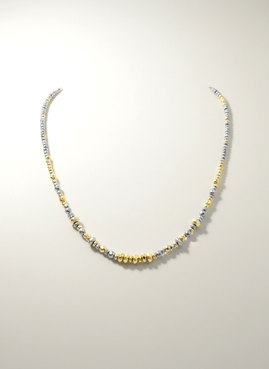 Alisei Milano Collana Ematite White & Gold Rondelle e Palline "Ipnotica" (43 cm)