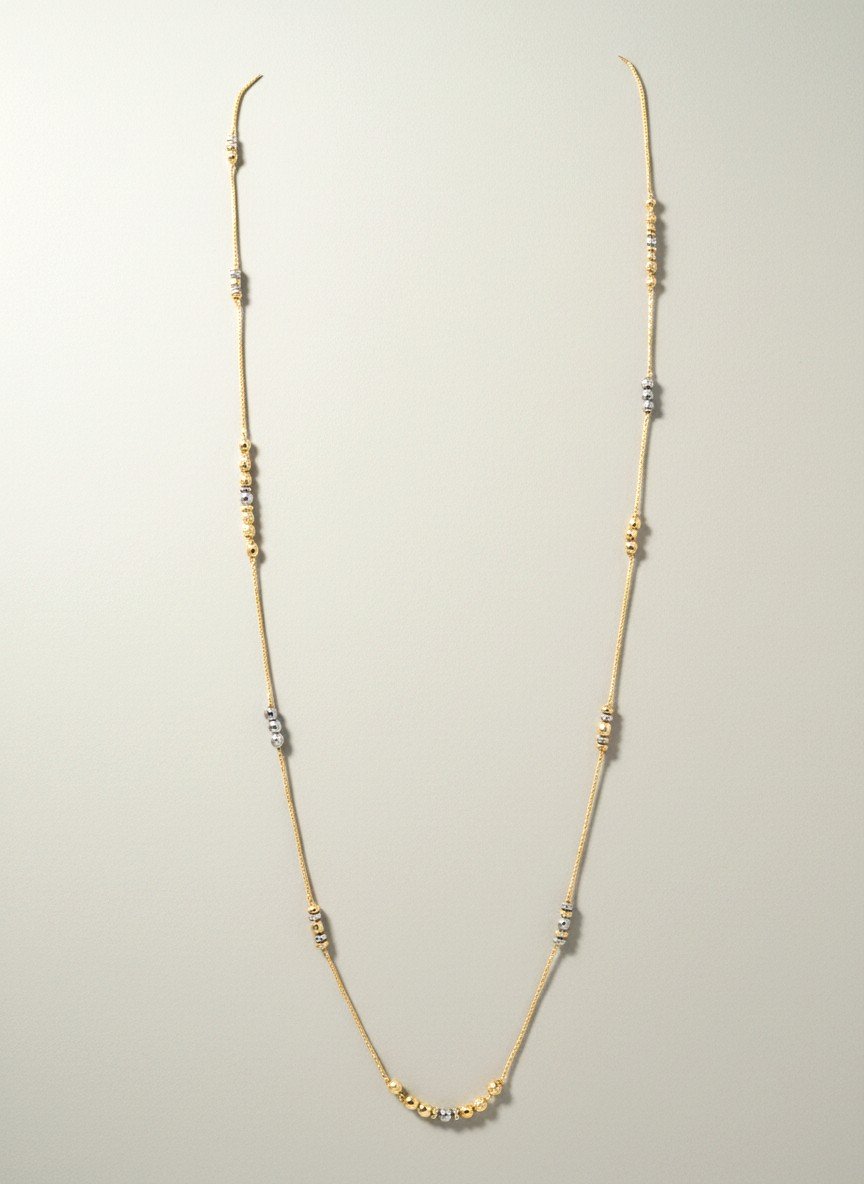 Collana Ematite White & Gold Palline "Ipnotica" (90 cm)
