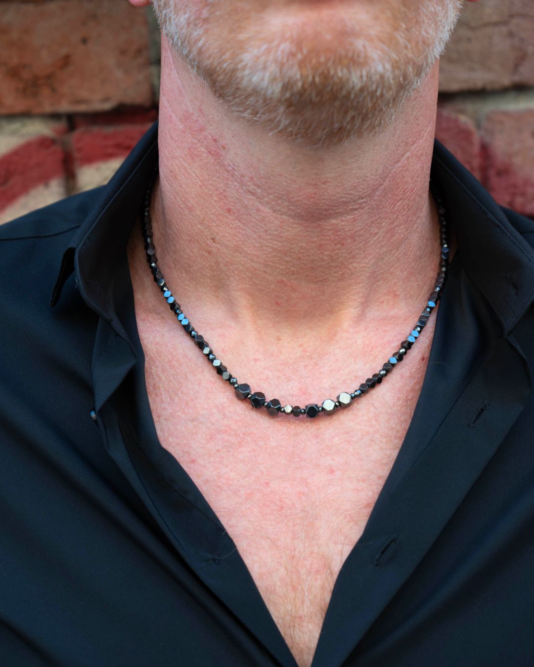 Alisei Milano Collana Uomo Ematite Black Big Cubes "Ipnotico" (50 cm)