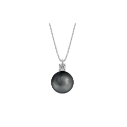 Maiocchi Milano Girocollo con Diamante ct 0,10 e Perla Tahiti mm 8,5 x 9