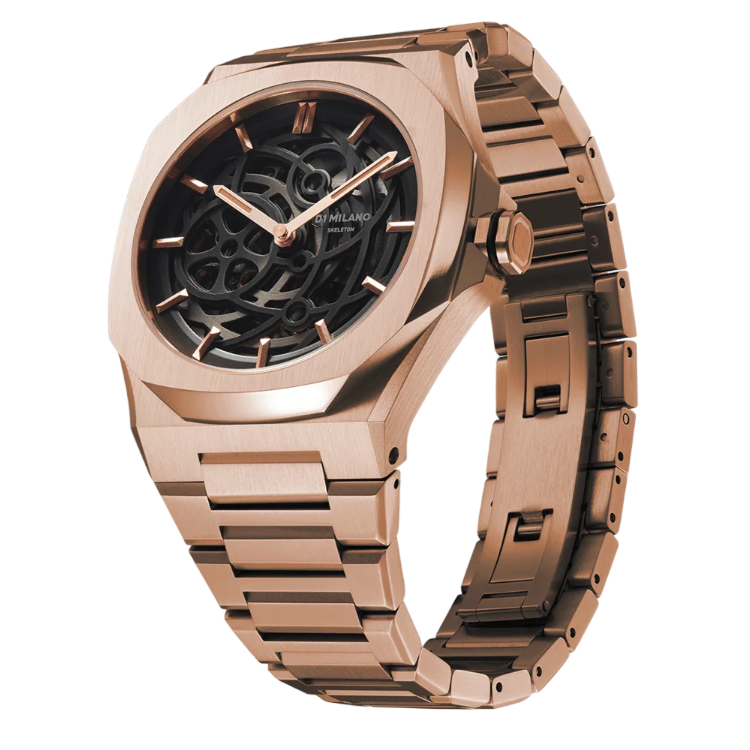 D1 Milano Skeleton Rubber Rose Gold D1-SKRJ12