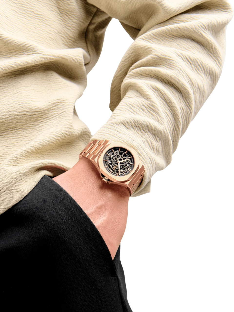 D1 Milano Skeleton Rubber Rose Gold D1-SKRJ12