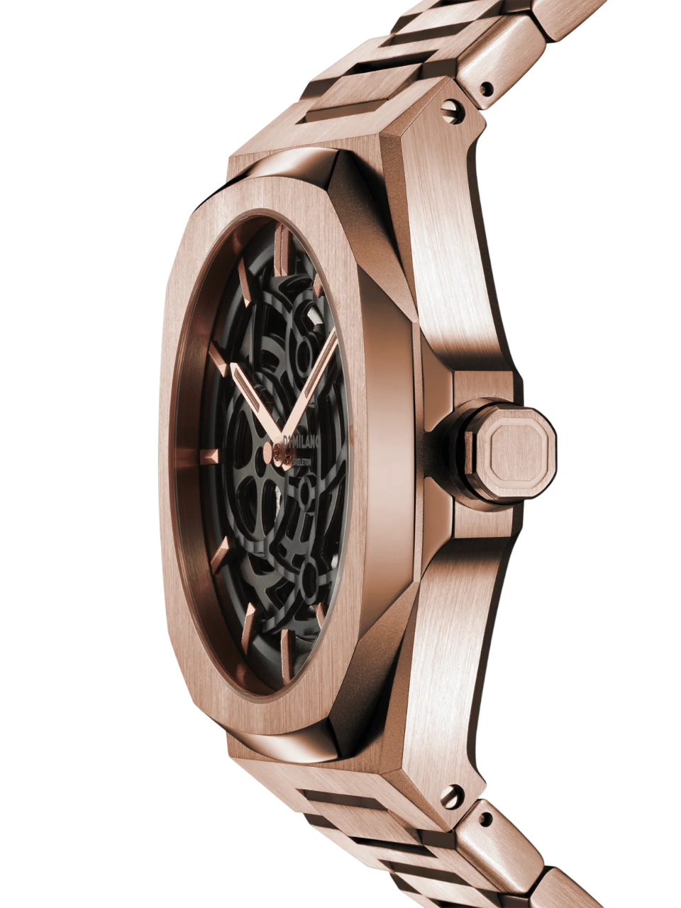 D1 Milano Skeleton Rubber Rose Gold D1-SKRJ12