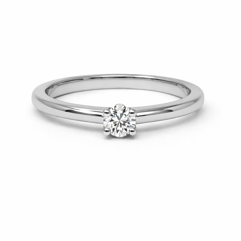 Maiocchi Milano Anello Solitario Oro Bianco e Diamante ct 0,10 E VVS2