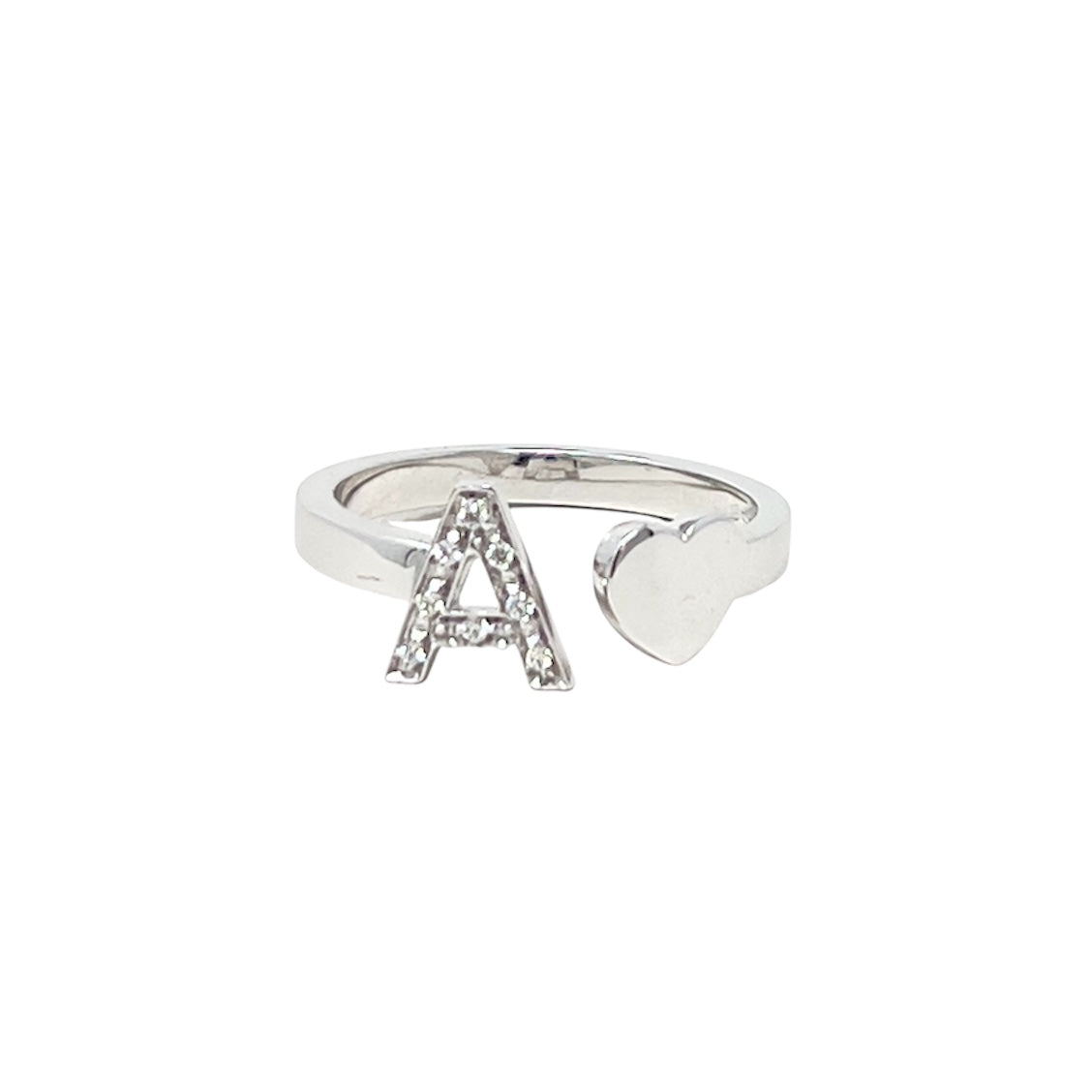 Initial Antelope Ring In White Gold and Diamonds