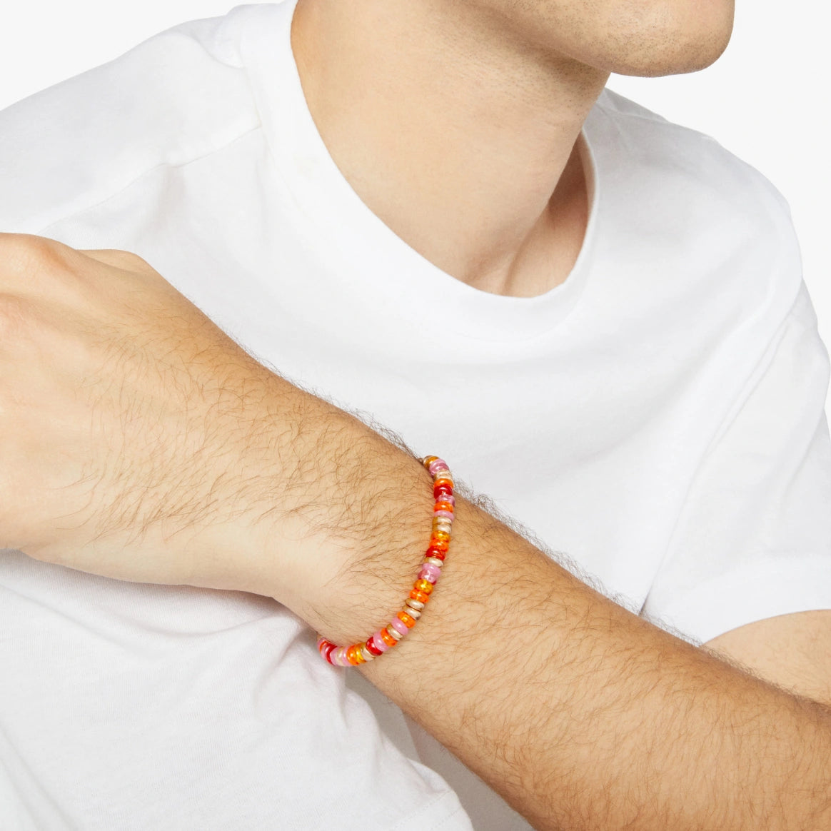  Dodo Orange and golden silver rondelle bracelet