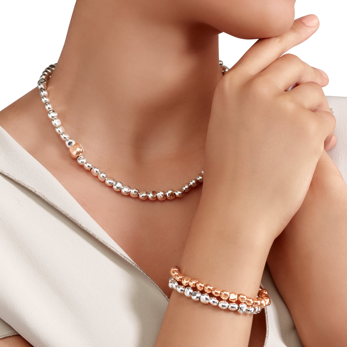 Dodo Collana Pepita Argento 925 e Oro Rosa