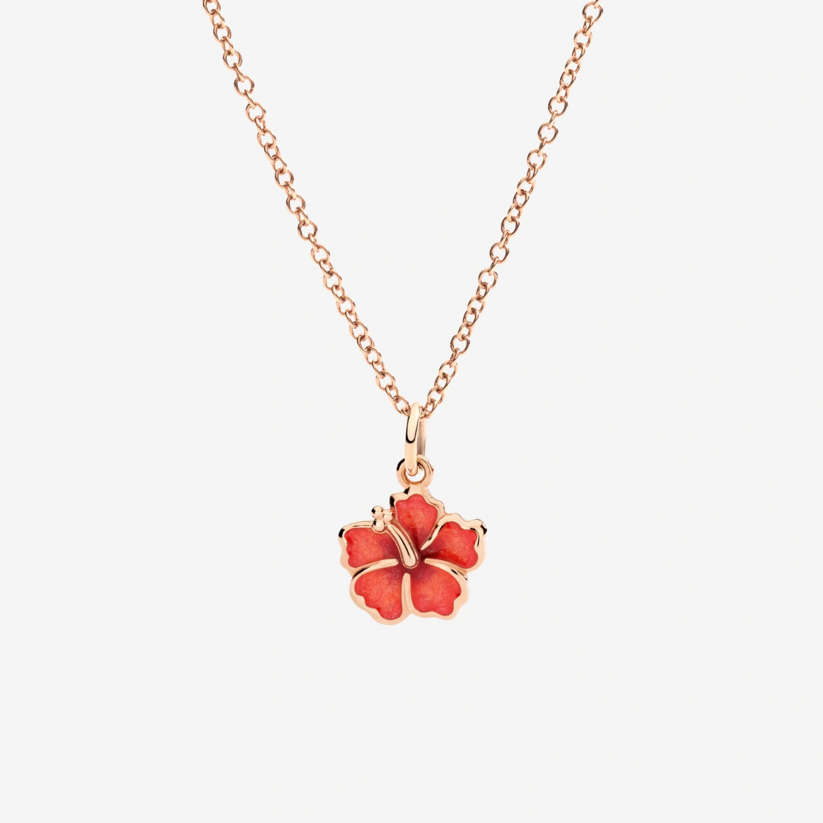 Dodo Ciondolo Fiore Ibisco Oro Rosa 9kt e Smalto